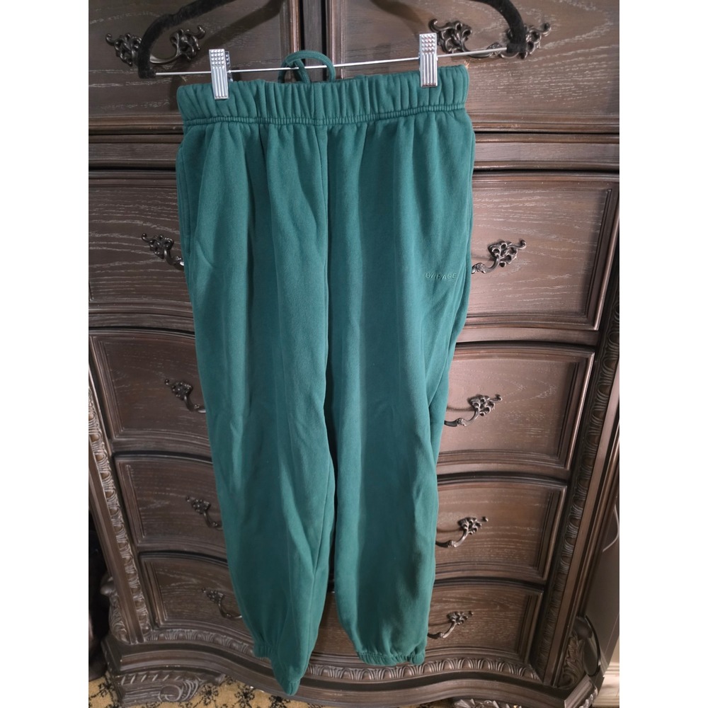 Garage Forest Green Fleece Jogger Sweatpants XS Drawstring Elastic Waist Pockets
